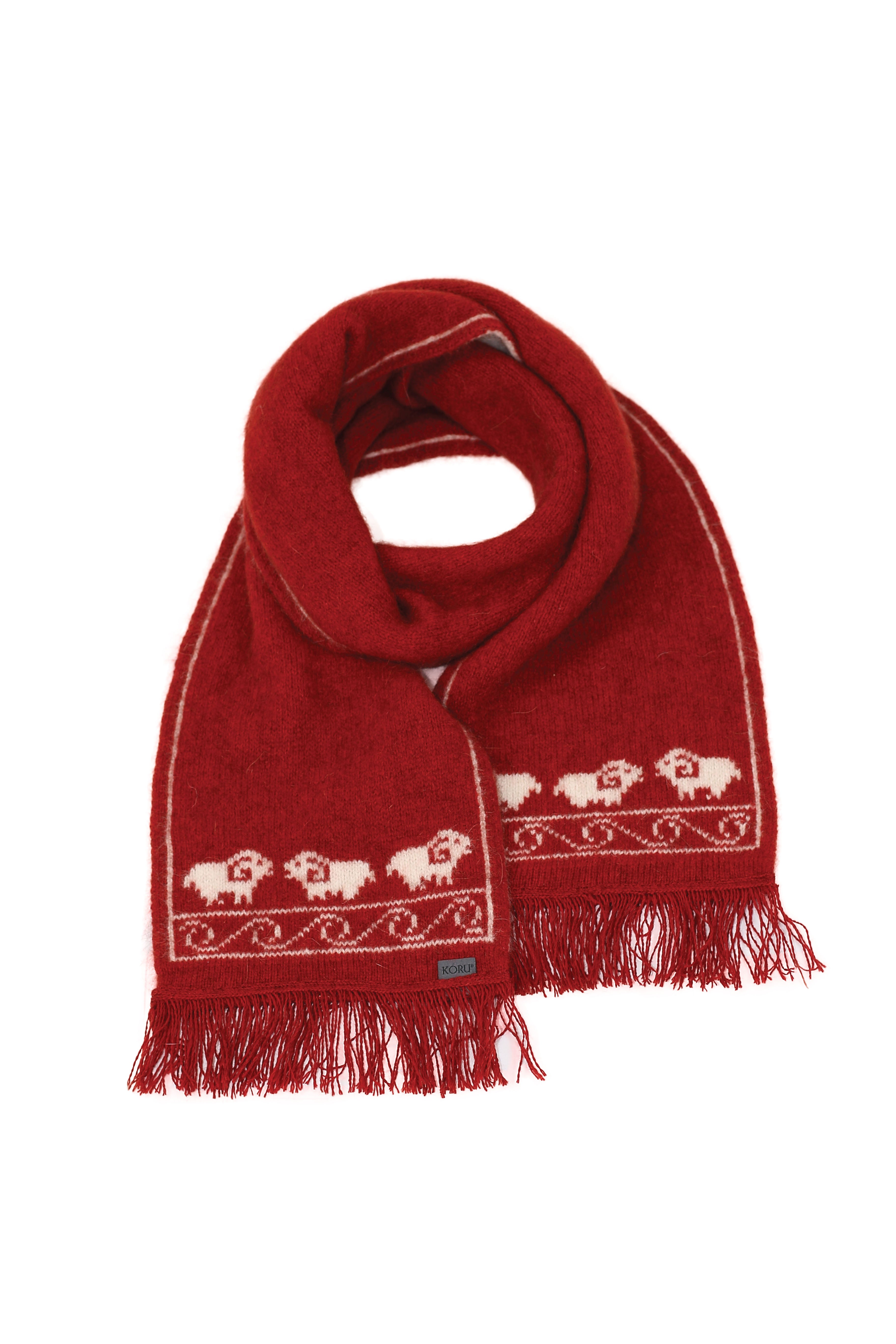 Sheep Motif Possum Merino Scarf