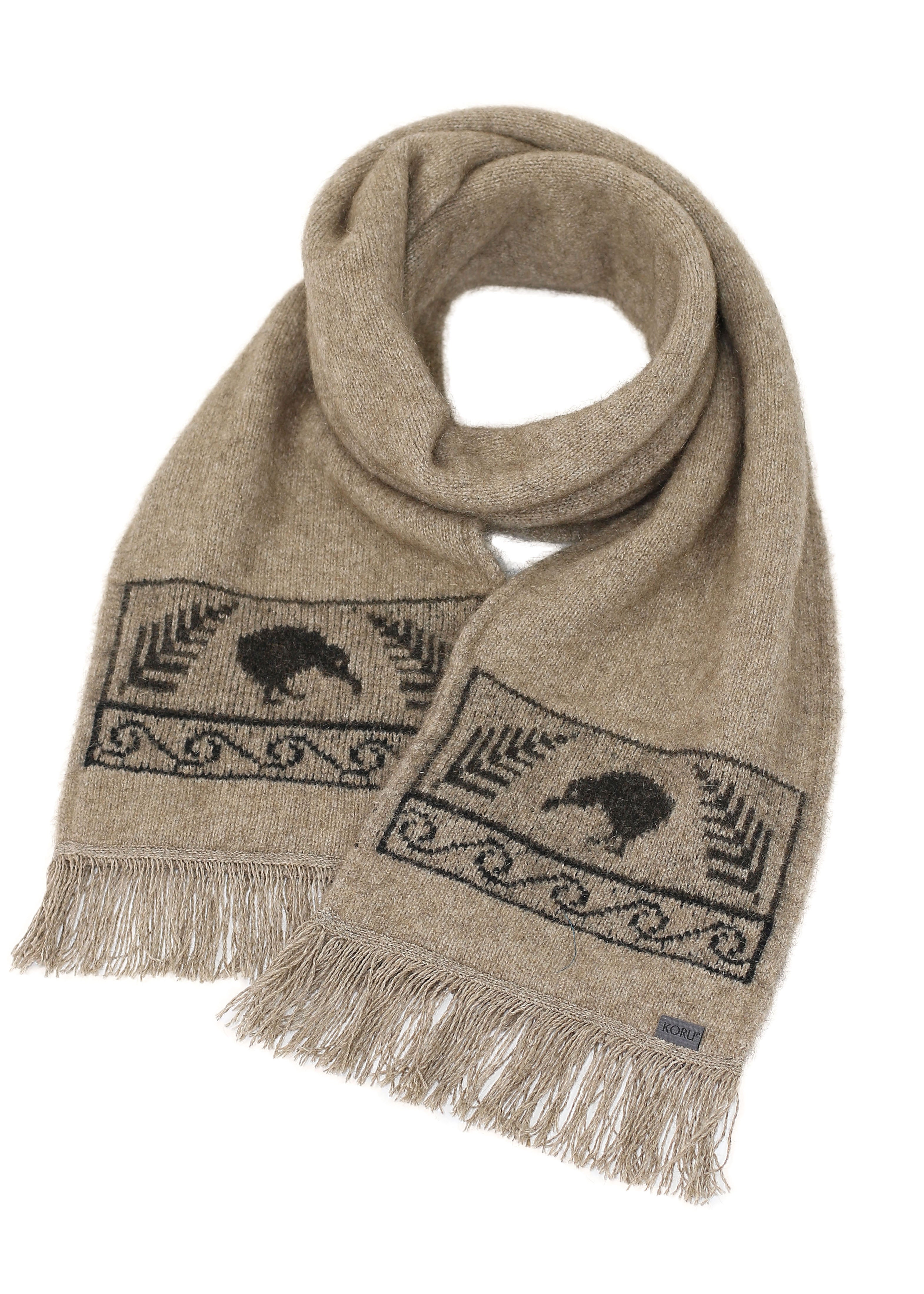 Kiwi Motif Possum Merino Scarf