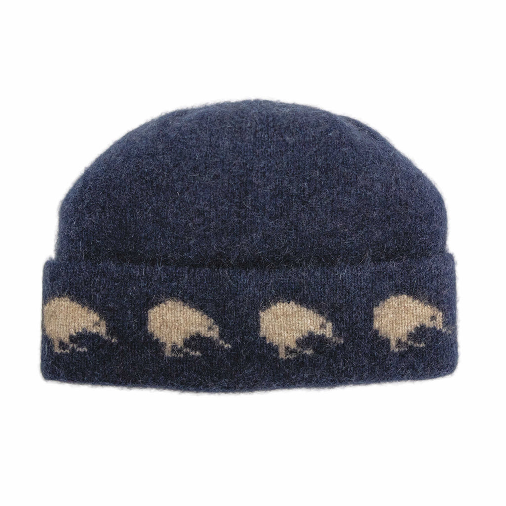 Kiwi Motif Possum Merino Beanie