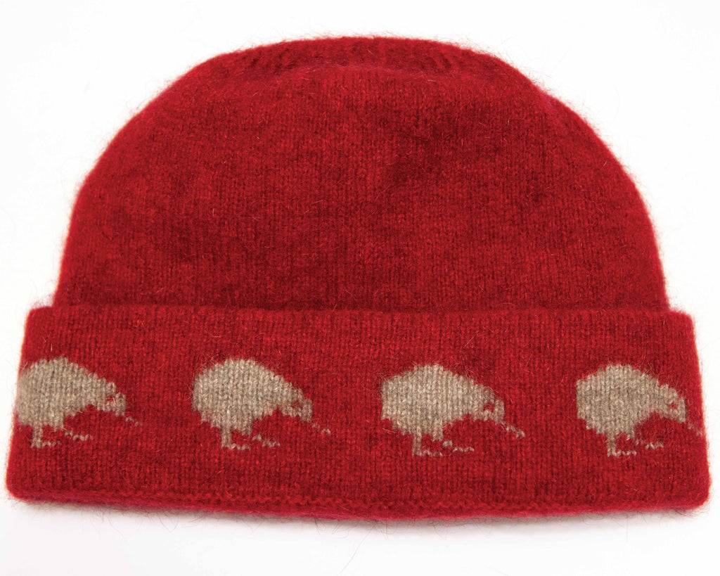 Kiwi Motif Possum Merino Beanie