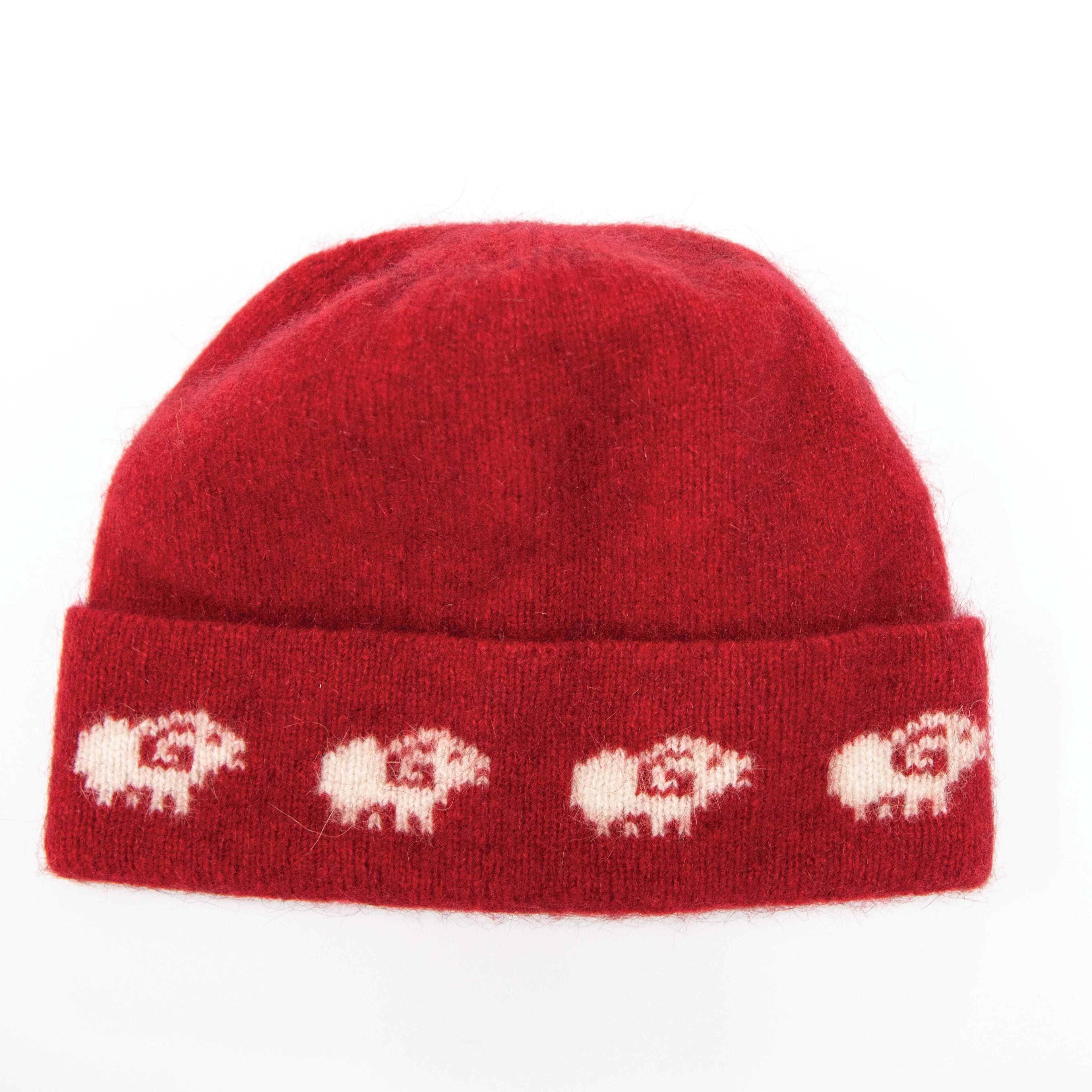 Sheep Motif Possum Merino Beanie