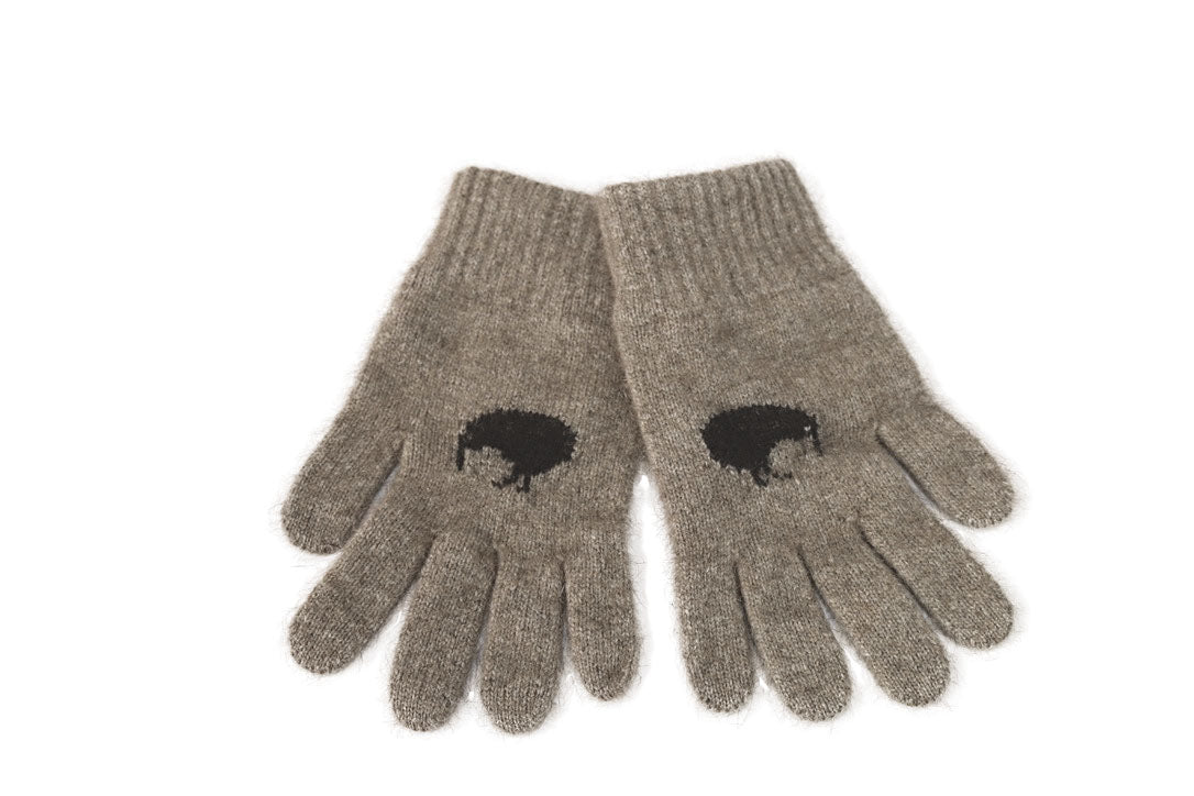 Kiwi Motif Possum Merino Gloves Secondary image