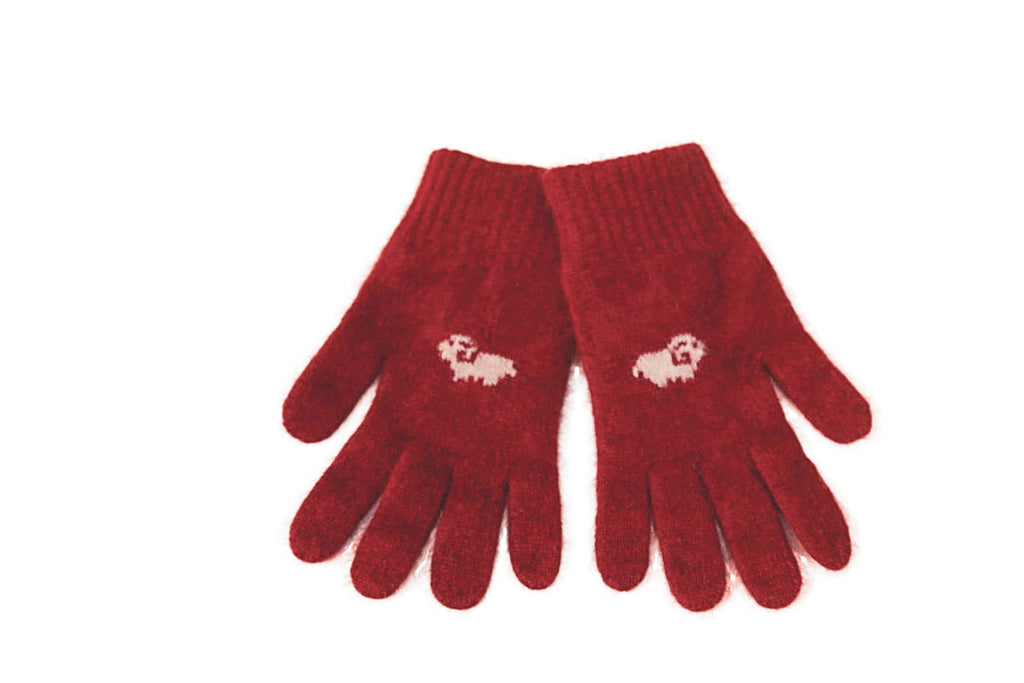 Sheep Motif Possum Merino Gloves