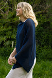Mesh Merino & Cotton Poncho- Cadet side