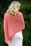 Mesh Merino & Cotton Poncho-Coral Back