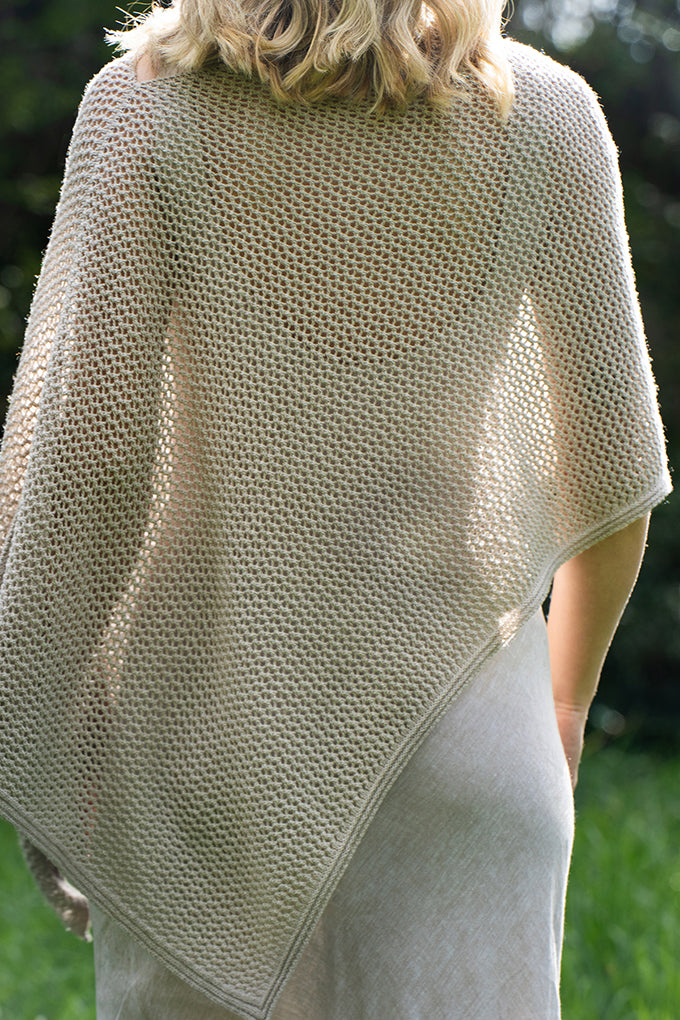 Mesh Merino & Cotton Poncho-Sand Back