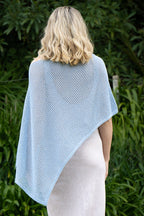 Mesh Merino & Cotton Poncho-Sky Back