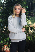 Plain Alpaca Crew Neck Jumper-Dove