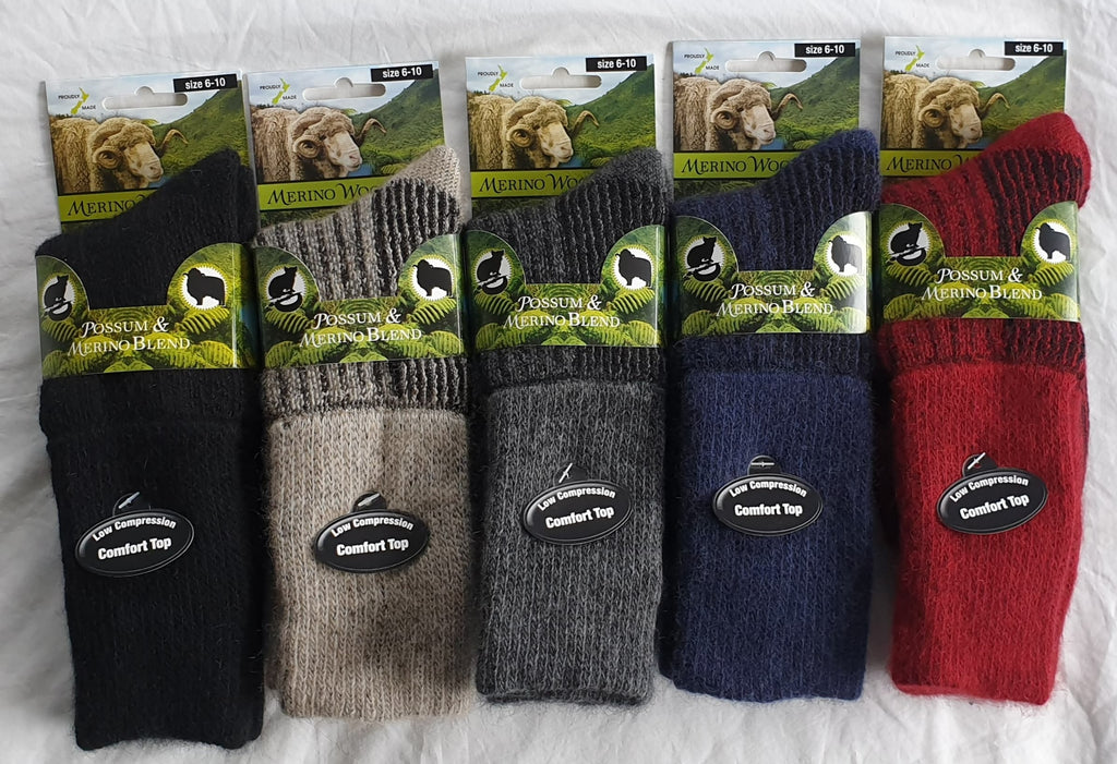 Possum Merino Low Compression Health Socks NZ Made Possum Boutique