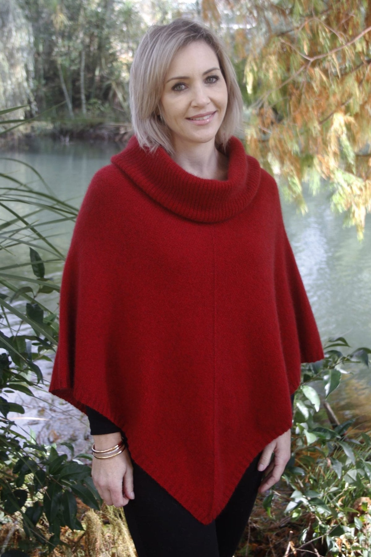 Cowl Neck Possum Merino Poncho