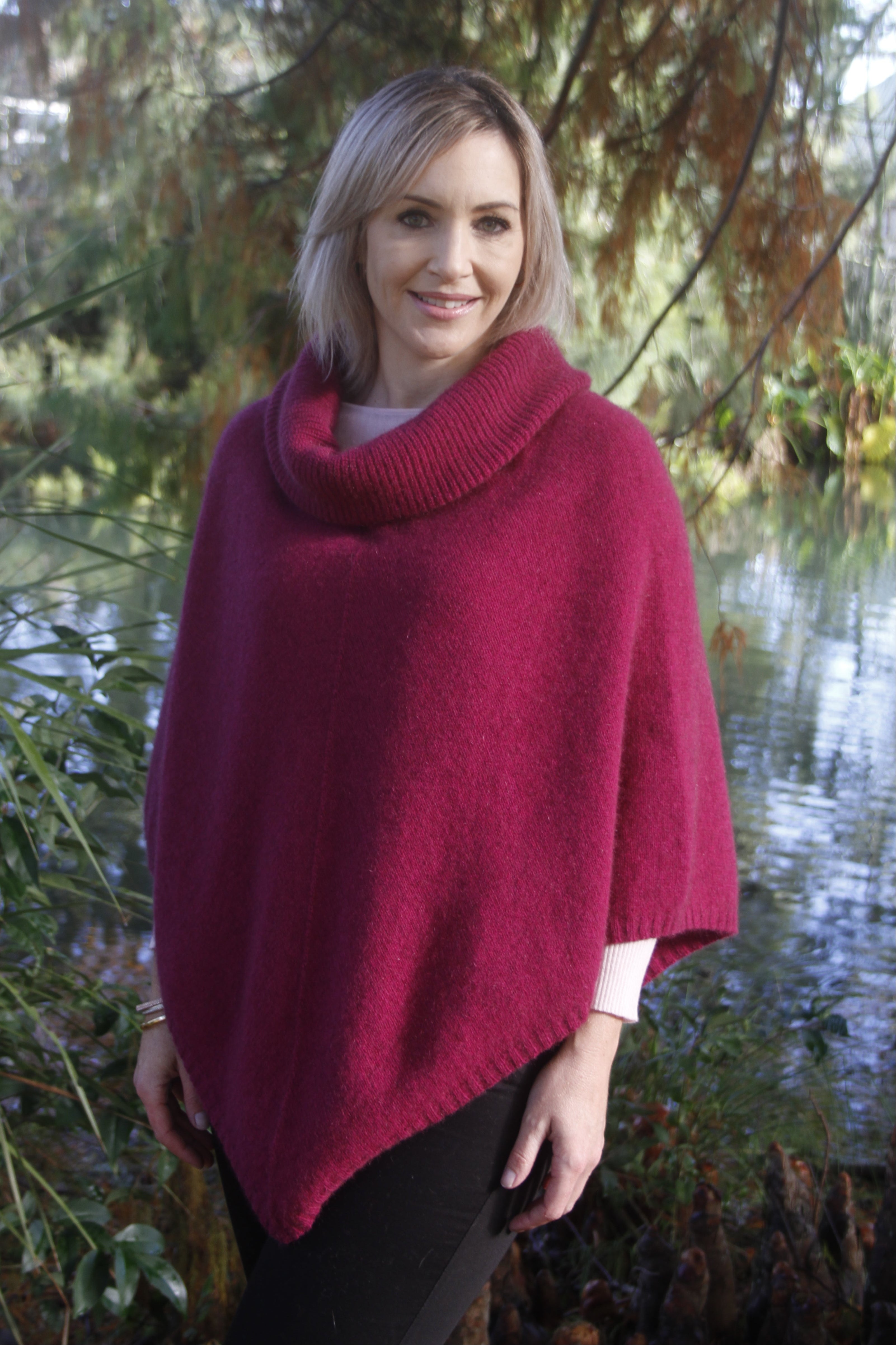 Cowl Neck Possum Merino Poncho