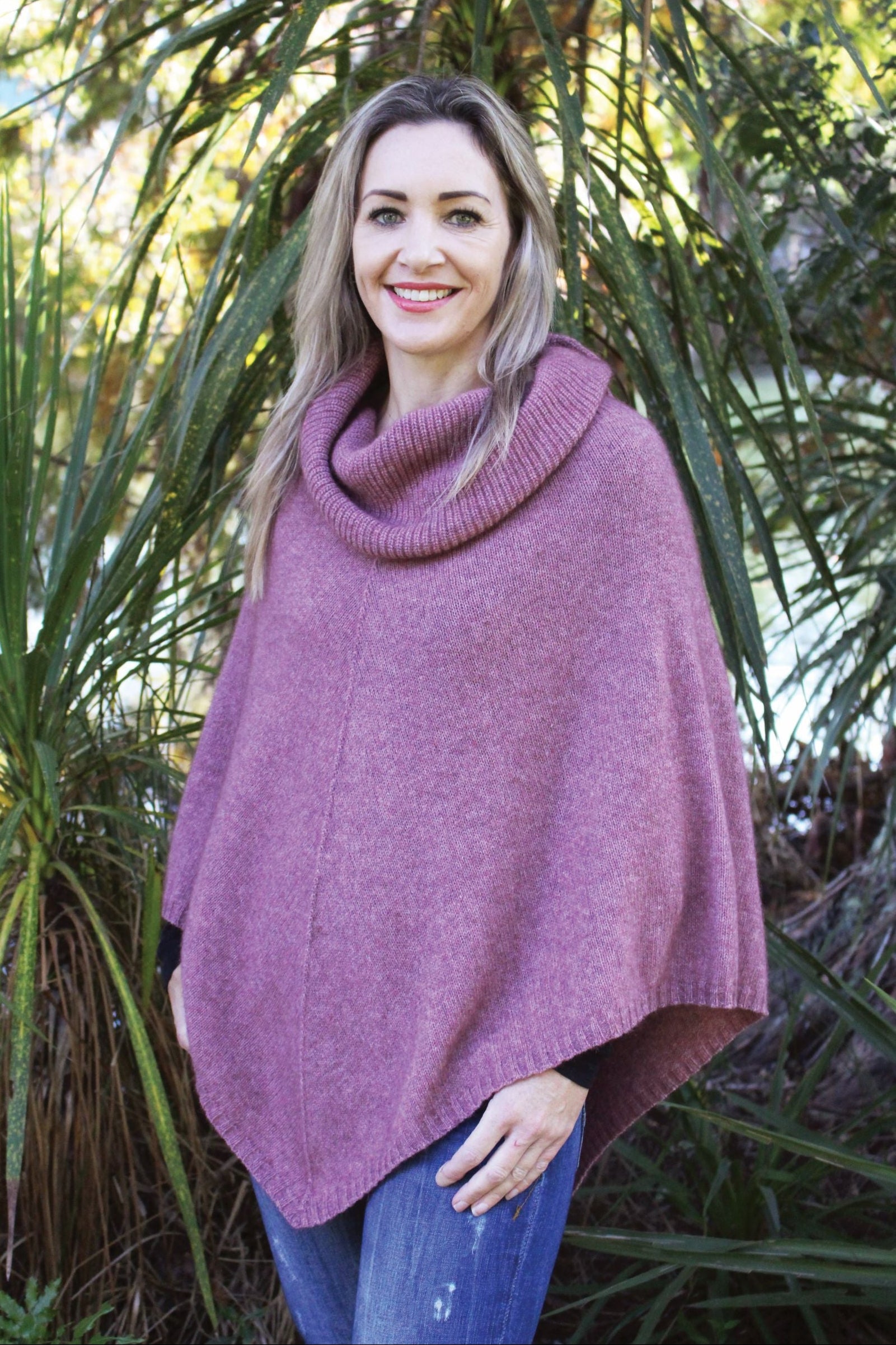 Cowl Neck Possum Merino Poncho