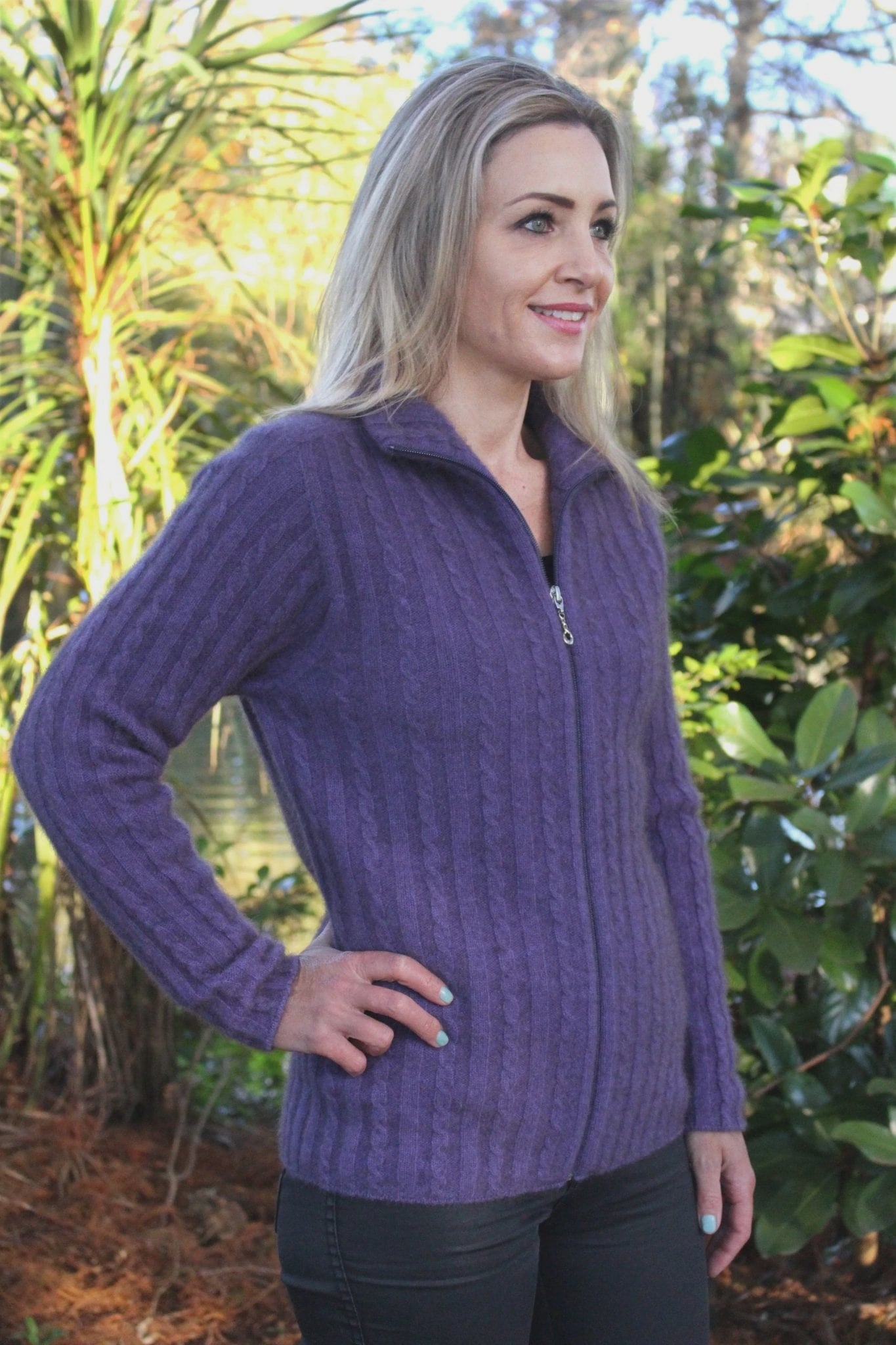 Rib Knit Possum Merino Cable Jacket Secondary image